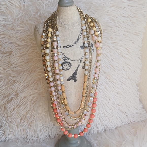The Limited Gold and Cream Layered Necklace - Picture 1 of 6